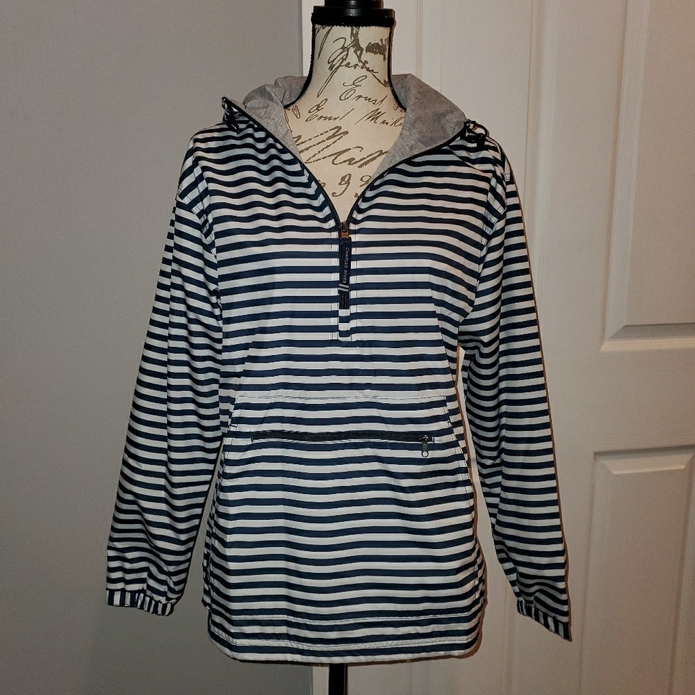 Navy and white stripe pullover jacket